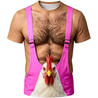 T Shirt Herren Lustig Brusthaartoupet Muskelshirts Tshirts Hässliche Sixpack T Shirts Oversize Männer Hässliches Muskel Lustiges T-Shirts Bierbauch Ugly Fun-T Embarrassing Peinliche Shirt