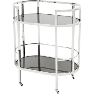 Casa Padrino Luxus Bar Trolley Servierwagen aus Edelstahl und Glas 70 x 43 x H. 81 cm - Luxus Hotel & Restaurant Einrichtung Möbel - Weiß