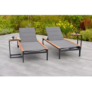Merxx Paxos Gartenliege 2 Liegen 2 Beistelltische 0 x 0 x 0 cm Grau
