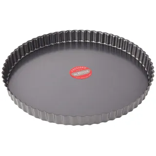 De Buyer 4706.32 Obstkuchenform, geriffelt, Hebeboden, 32 cm, Schwarz