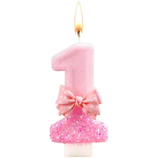 Ovanda Kerze 1 Geburtstag Mädchen,Kerze Rosa Tortendeko 1,3D Regenbogen Kerzen Rosa Geburtstagskerzes,Kerzen Zahlen 1 Lila,Geburtstagsdeko Mädchen 1 Jahre,geburtstagskerzen zahlen