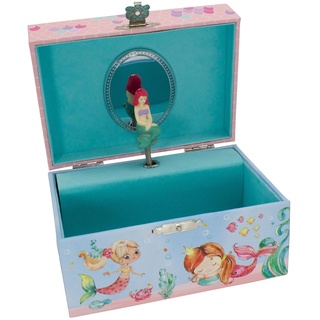 GICO Schmuckkästchen Meerjungfrau für Mädchen Kinderspieluhr mit Musik, drehender Figur und Spiegel Geburtstagsgeschenk Mädchen Schmuckbox Kinder 15 x 13 x 9 cm - 92063