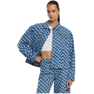 Urban Classics 80‘s Oversized Laser Printed Jeansjacke - Blue Laser Check - XS