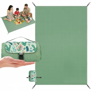 Mini Picknickdecke 150x210 cm, Wasserdichte, Ultraleichte, Tragbare Picknickdecke mit 4 Heringen, Maschinenwaschbare Kleine Outdoor Stranddecke für Strand, Picknick Camping Wandern(Tropische Pflanzen)