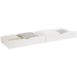 Homestyle4u 2 Schubläden Bett Bettkästen Auszug Aufbewahrung mit Rollen Holz Weiß Schubkästen