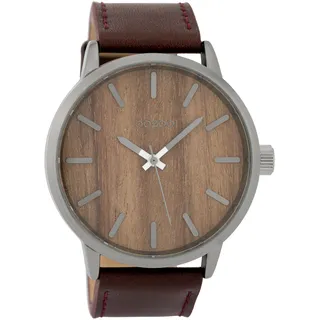 Oozoo Herrenuhr mit Lederband Wood 45 MM Dunkelbraun Holz/Dunkelbraun C9258