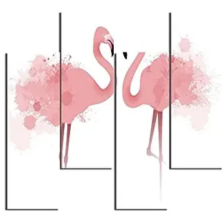 Homemania Bild Flamingo, 4 Teile, Tiere, Wohnzimmer, Schlafzimmer, mehrfarbig, 76 x 0,3 x 50 cm, HM204PMDF287, MDF