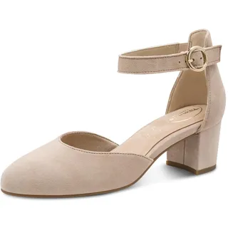 TAMARIS Comfort Damen Pumps mit Riemen aus Leder Elegant, Beige (Beige), 39 EU