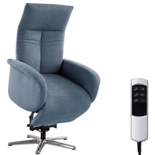 CAVADORE TV-Sessel Juba mit Akku / Pflegeleichter Fernsehsessel mit Aufstehhilfe + elektrisch verstellbarer Relaxfunktion / 2 E-Motoren / 75 x 112 x 82 / Soft Clean Bezug, Hellblau