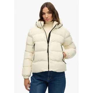 Superdry Steppjacke "HOODED SPORTS PUFFER JACKET" mit Kapuze Kunstfaser, relaxed fit, sanftes weiß
