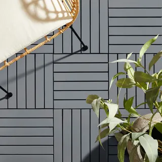 Ambia Garden Terrassenfliese , Grau, Schwarz , Holz, Kunststoff , Akazie , massiv , 30x2.4x30 cm , Teppiche und Böden, Terrassenböden & Balkonböden, Terrassenfliesen