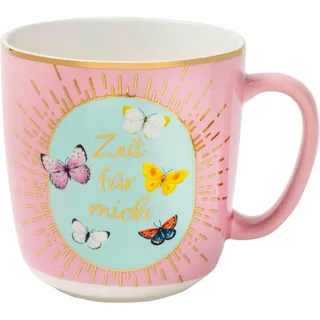 Blütenträume Kaffeebecher "Zeit für mich", 350 ml: Kaffeetasse, Teetasse, Becher aus Porzellan mit Goldakzenten. Schönes Geschenk für Freunde