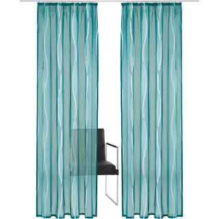 Gardine OTTO HOME "Dimona" Gr. 2, blau (petrol), B:140cm H:175cm, Voile, Polyester, Gardinen, Gardine, 2er-Set, transparent, Voile, Polyester, Topseller