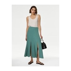 Womens M&S Collection Seam Detail Maxi A-Line Skirt - Dark Sage, Dark Sage - 20-PET