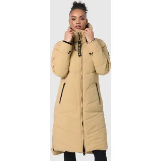 Winterjacke MARIKOO "Marikoo Benikoo Damen lange Winterjacke B949", Damen, Gr. L, beige, Obermaterial: 92% Nylon NY. 8% Elasthan EL., Jacken Winterjacke