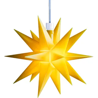 3D Ministern gelb Ø 12 cm LED Stern Weihnachtsstern Fenster Deko innen Indoor Leuchtstern 5m Kabel + Trafo - Gelb