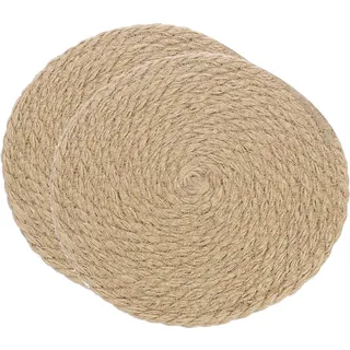 QUARKZMAN Jute Tischsets 2 Stück 18 x 18 cm Rund Geflochtene Tischsets Natürliche Landhaus Jute Geflochtene Tischläufer Für Küchenarbeitsplatten Tisch Wohnkultur (Braun)