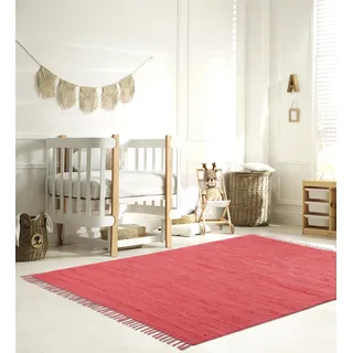 otto home Kinderteppich »Insa Fleckerl« rechteckig 5 mm Höhe Uni Farben, pastell, handgewebt, pflegeleicht, waschbar, Kinderzimmer, rot