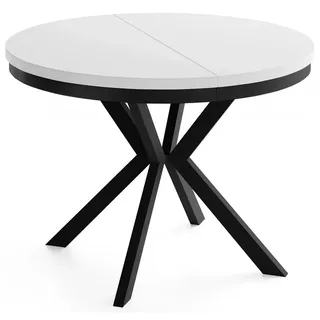 WFL GROUP Runder Esstisch 90 x 90 x 76 cm weiß