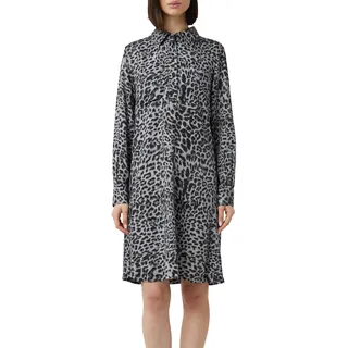 Comma, Hemdblusenkleid Leo Print Grau/Schwarz 40