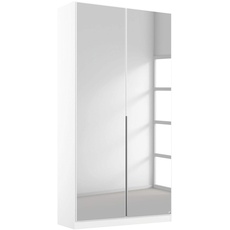Bild Möbel Alabama Schrank Kleiderschrank Drehtürenschrank Weiß mit Spiegel 2-türig inklusive Zubehörpaket Basic 1 Kleiderstange, 1 Einlegboden BxHxT 91x210x54 cm