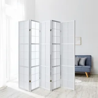 Homestyle4u 3 4 5 oder 6-teiliger Paravent Raumteiler Shoji Weiß Holz