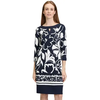 Betty Barclay Damen Shirtkleid mit 3/4 Arm 36, Dunkelblau/Weiß