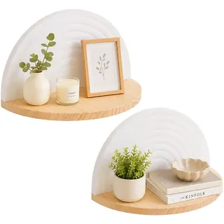 Relaxdays Wandregal 2er Set 13 x 26 x 13 cm Weiß/Natur