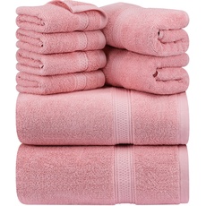 Utopia Towels 8-teiliges Premium-Handtuch-Set, 2 Badetücher, 2 Handtücher und 4 Waschlappen, 600 g/m2, 100% ringgesponnene Baumwolle, Fitnessstudio, Hotel und Spa (Altrosa)