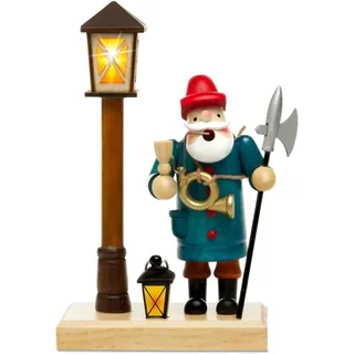 SIKORA RM-A-Laterne Holz Räuchermännchen mit batteriebetriebener Beleuchtung Räucherfigur Deko, Farbe/Modell:A02 Nachtwächter mit LED Laterne, Höhe in cm:Höhe ca. 18.5 cm