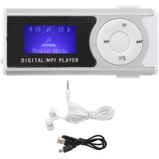 MP3-Player, Tragbarer MP3-Musik-Player-Set Unterstützt eine 16-GB-Speicherkarte mit LED-Taschenlampen-Kopfhörer und USB-Kabel-Backclip-Design(Silber)