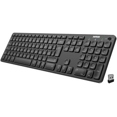 Arteck Kabellose Tastatur, Deutsches QWERTZ Layout wiederaufladbare USB Anschluss 2,4 GHz Kabellos Tastatur mit Multimedia-Tasten, Kompatibel mit PC, Computer, Notebook, Laptop, Windows 11, 10, 8