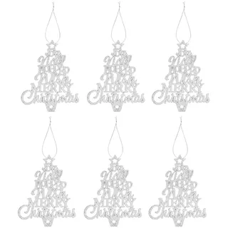 Glitzer Weihnachtsbaumdekoration Set Mit 6 Bäume - Silber