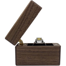 UOOOM Wood Ring Box Portable Jewelry Box (Braun/Groß)