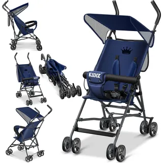 KIDIZ® Kinderwagen CITY Buggy Kinderbuggy klappbar Sportwagen Faltbar 360° 4-Zoll-Räder Inkl. Sonnen- und Regenverdeck zusammenklappbar 5-Punkt-Sicherheitsgurt ab 6 Monate - Blau