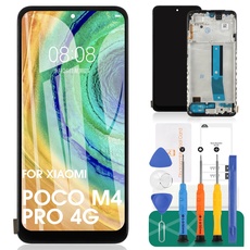 Für Xiaomi Redmi Note 11S 4G LCD Display Für Xiaomi Redmi Note 11 4G Bildschirm Ersatz Für Xiaomi Poco M4 Pro 4G Touch Screen Digitizer Assembly Repair Kit(Schwarz mit Lünette)