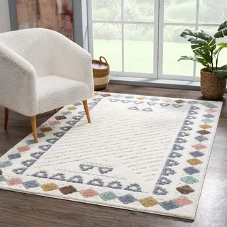 Hochflor-Teppich CARPET CITY "Focus 3034", bunt (mehrfarbig), B:140cm H:20mm L:200cm, Polypropylen, Teppiche, Hochflor-Teppich, Läufer, Boho, Hochtief-Muster/ 3D-Effekt, für Wohnzimmer, Schlafzimmer