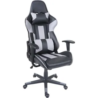 Bürostuhl HWC-F84, Schreibtischstuhl Gamingstuhl Chefsessel Drehstuhl, Kunstleder schwarz/grau - Grau