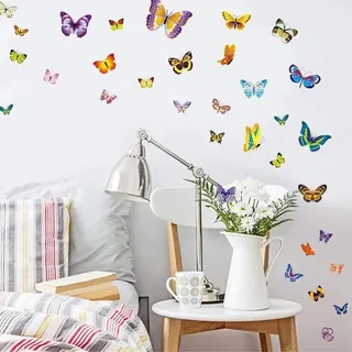 WandSticker4U®- 100 bunte SCHMETTERLINGE zum Kleben I Wandtattoo Butterfly Dekoration Frühling Wandaufkleber Kinder Baby Basteln I Wand Deko für Kinderzimmer Möbel Fenster Sticker