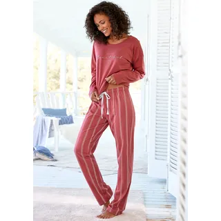 Vivance Dreams Pyjama Set, 2 tlg. mit Frontdruck, rot, gestreift