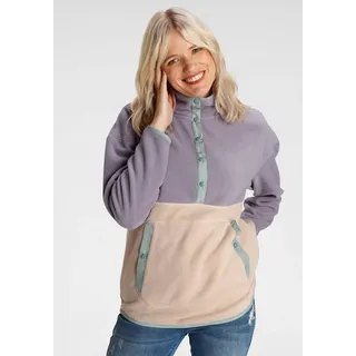 POLARINO Fleecepullover Sweatshirt Colourblocking Beige/Lila 36/38
