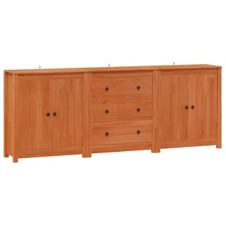 Sideboard mit Schubladen 3 pcs Wachsbraun Massives Kiefernholz - Braun