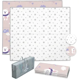 SUPERBE BEBE Krabbelmatte Baby Faltbar Spielmatte Kinder Spieldecke 180x200x1.5cm Krabbeldecke Für Baby - Babymatte Kindermatte - Schaumstoffmatte Kinderteppich- Spielteppich - Bodenmatte Kinder - Babygeschenk
