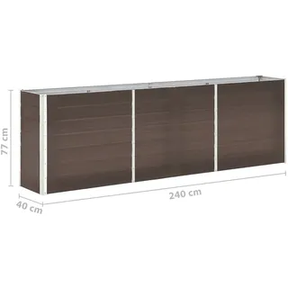 vidaXL Garten-Hochbeet Stahl 240 x 40 x 77 cm Braun