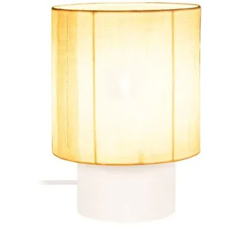 Licht-Erlebnisse Landhaus Tischleuchte Stoff Weiß E14 H:28 cm Tischlampe