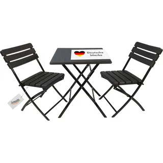 Lemodo Balkonmöbel Set 3teilig, klappbar, 2x Balkonstühle + 1x Balkontisch, Holzoptik