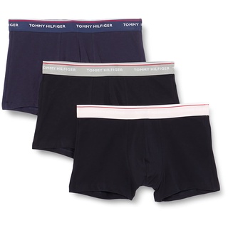 Tommy Hilfiger Herren 3er Pack Boxershorts Trunks Unterwäsche, Schwarz (Pitch Blue/Pink/Antique Silver), S