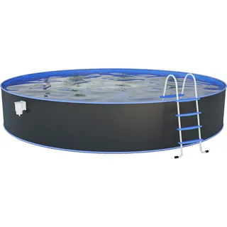 Steinbach Stahlwandpool Set Nuovo Ø 550 x 120 cm grau inkl. Skimmer und Poolleiter