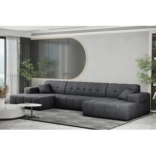 Wohnlandschaft Sofa U-Form NANCY in Stoff Perfekt Harmony Anthrazit
