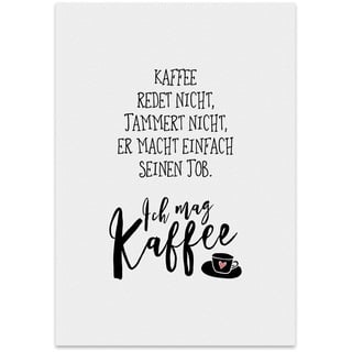 TypeStoff Kunstdruck, Poster mit Spruch – ICH MAG KAFFEE – Typografie-Bild auf hochwertigem Karton - Plakat, Druck, Print, Wandbild - KD-00253-M